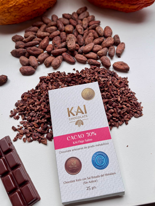 KAI Flujo Salino 70% | Chocolate Keto con Sal Rosada del Himalaya