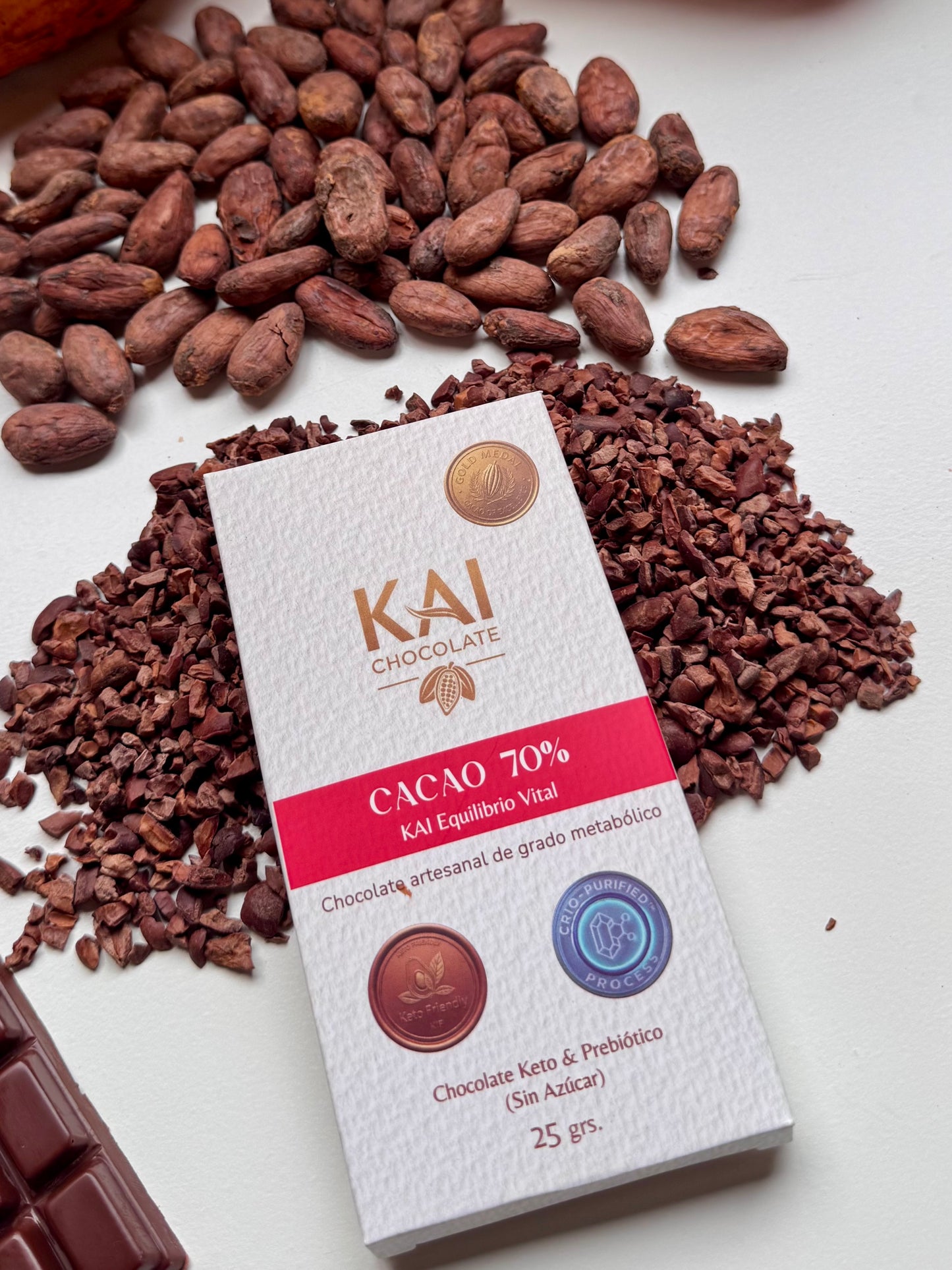 KAI Equilibrio Vital 70% | Chocolate Keto & Prebiótico (Sin Azúcar)