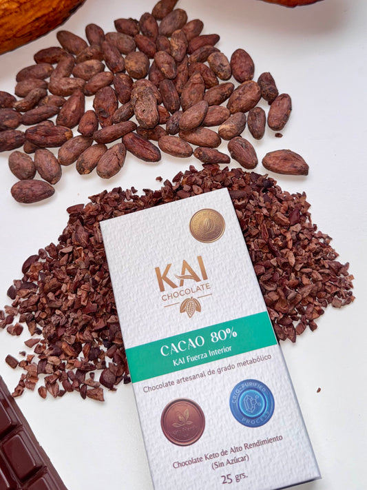 KAI Fuerza Interior 80% | Chocolate Keto de Alto Rendimiento (Sin Azúcar)